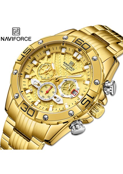Gg Box Navıforce Moda Saatler Erkekler Için Lüks Orijinal Klasik Kuvars Saat Analog Kronograf Spor Su Geçirmez Çelik Bant Kol Saati (Yurt Dışından)