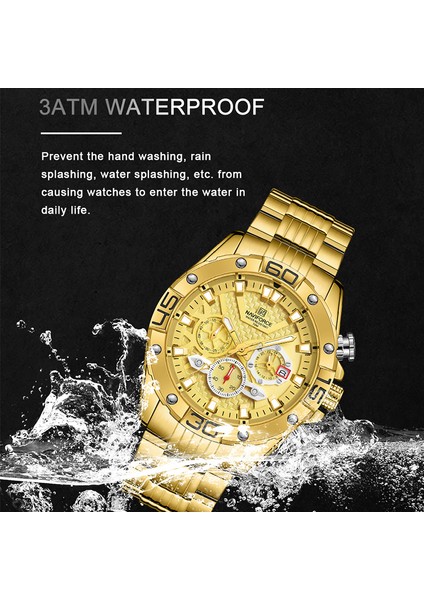 Gg Box Navıforce Moda Saatler Erkekler Için Lüks Orijinal Klasik Kuvars Saat Analog Kronograf Spor Su Geçirmez Çelik Bant Kol Saati (Yurt Dışından)