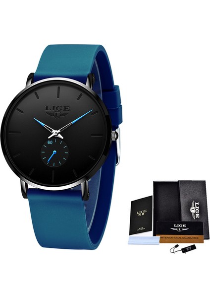 Mavi Siyah Mavi Lıge Yeni Moda Erkek Saatler Top Marka Lüks Spor Su Geçirmez Basit Ultra-Ince Saatler Erkekler Kuvars Saat Relogio Masculino + Kutu (Yurt Dışından)