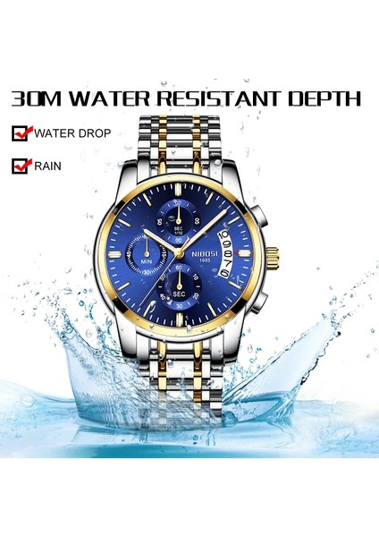 H Nıbosı Erkek Saatler Lüks Marka Askeri Spor Altın Izle Erkekler Iş Kol Saati Chronograph Quartz Saat Relogio Masculino (Yurt Dışından)
