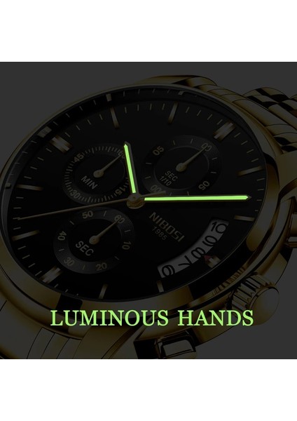 H Nıbosı Erkek Saatler Lüks Marka Askeri Spor Altın Izle Erkekler Iş Kol Saati Chronograph Quartz Saat Relogio Masculino (Yurt Dışından)