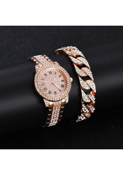 Rose Gold Set 4 2021 Erkekler 2pcs Set Lüks Moda Saatler Rhonestone Erkek Kadın Iş Basit Paslanmaz Çelik Kuvars Izle Relogio Masculino (Yurt Dışından) modelleri