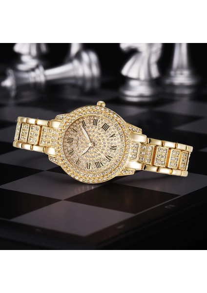 Rose Gold Set 4 2021 Erkekler 2pcs Set Lüks Moda Saatler Rhonestone Erkek Kadın Iş Basit Paslanmaz Çelik Kuvars Izle Relogio Masculino (Yurt Dışından) fırsatları