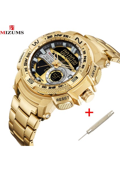 Altın 30 M Su Geçirmez Erkek Spor Saatler Lüks Marka Quartz Saat Erkekler Altın Çelik Dijital Erkek Saat Serin Askeri Relogio Masculino (Yurt Dışından)
