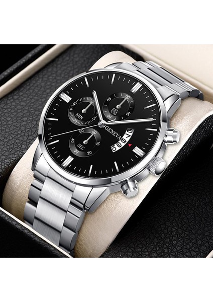 Siyah Altın Reloj Hombre Moda Erkekler Paslanmaz Çelik Izle Lüks Takvim Kuvars Kol Saati Iş Adam Saatler Saat Montre Homme (Yurt Dışından) indirimleri