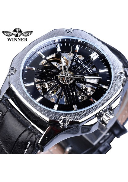 GMT1153-6 Kazanan Üst Marka Erkek Otomatik Izle Gül Altın Içi Boş Deri Bilek Saatler Erkek Iş Mekanik Saat Dropship (Yurt Dışından)