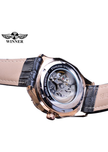GMT1153-6 Kazanan Üst Marka Erkek Otomatik Izle Gül Altın Içi Boş Deri Bilek Saatler Erkek Iş Mekanik Saat Dropship (Yurt Dışından) indirimleri
