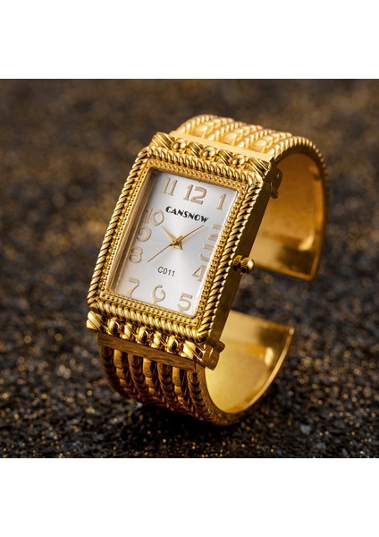 Gümüş Siyah Lüks Altın Bilezik Izle Kadın Moda Kare Kadran Saatler Paslanmaz Çelik Kayış Bayanlar Casual Kuvars Saat Reloj Mujer (Yurt Dışından)