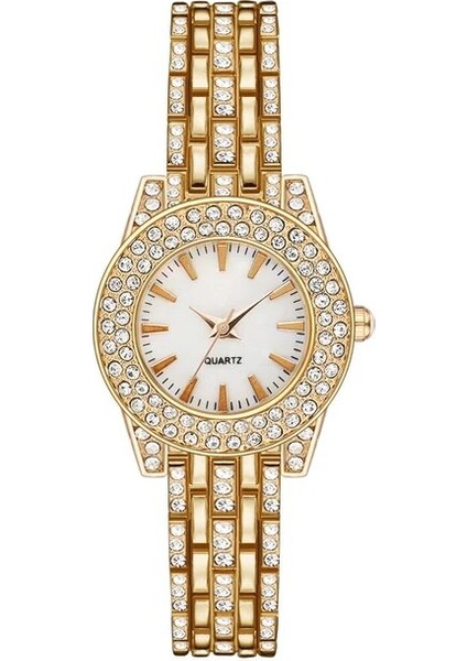 Altın 2 Adet Altın Lüks Taklidi Saatler Set Kadın Taklidi Kuvars Bilezik Saatler Bayanlar Elbise Yeni Kol Saati Saat Relogios (Yurt Dışından)