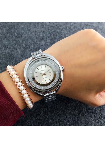 Gümüş Gül Altın 2022 Yaratıcı Bilezik Saatler Kadınlar Bayanlar Lüks Kol Saati Taklidi Elmas Yuvarlak Küçük Kadran Kadın Hediye Zegarek Damski (Yurt Dışından) modelleri