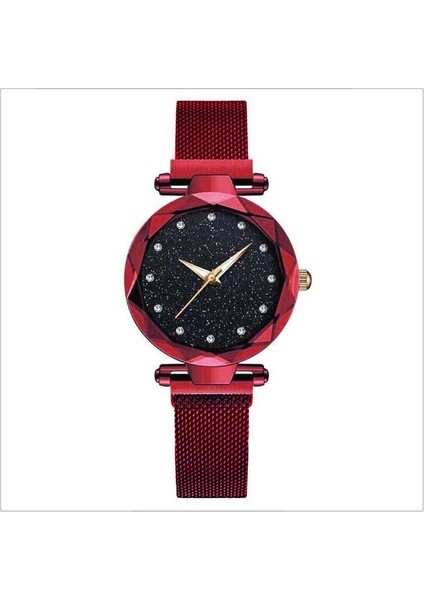 Kırmızı Kadın Izle Bilezik Lüks Elmas Gül Altın Bayanlar Kol Saati Manyetik Kadın Bilezik Izle Kadın Saat Relogio Feminino (Yurt Dışından)