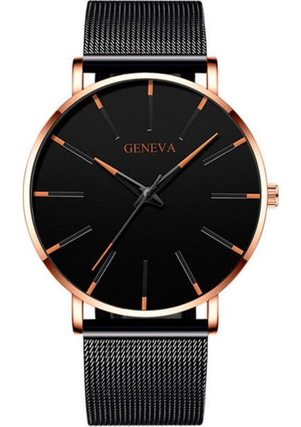 Örgü Turuncu Gül 2022 Minimalist Erkek Moda Ultra Ince Saatler Basit Erkekler Iş Paslanmaz Çelik Hasır Kemer Kuvars Izle Relogio Masculino (Yurt Dışından)