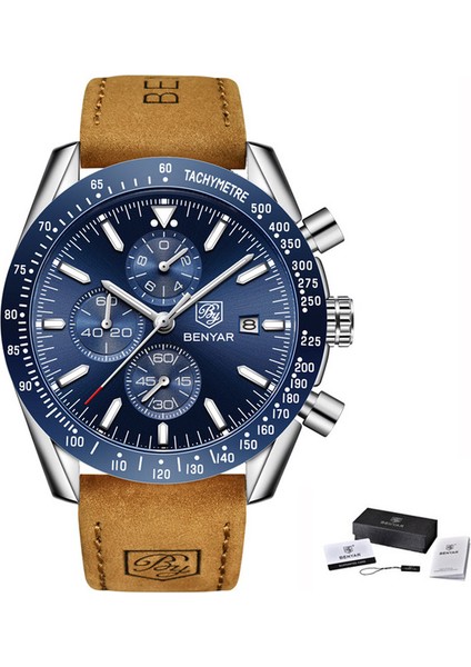 Kahverengi Gümüş Mavi B Benyar 2021 Yeni Erkek Izle Iş Tam Çelik Kuvars Üst Marka Lüks Rahat Su Geçirmez Spor Erkek Kol Saati Relogio Masculino (Yurt Dışından)