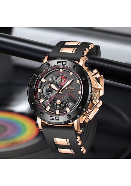 Gül Altın Mavi Lıge Erkekler Saatler Marka Lüks Moda Silikon Kuvars Izle Erkekler Için Aydınlık Iş Chronograph Su Geçirmez Spor Adam Saat + Kutu (Yurt Dışından)