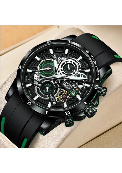 Gümüş Siyah Lıge Marka Izle Erkekler Silikon Spor Saatler Erkek Ordu Askeri Kuvars Kol Saati Chronograph Erkek Saat Relogio Masculino + Kutusu (Yurt Dışından) fiyatları