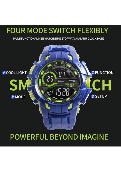 Siyah Kırmızı Smael Erkekler LED Dijital Saat Kol Saatleri Altın Elektronik Büyük Kadranlı Saatler Mens 50 M Su Geçirmez Açık Hava Spor Saati Askeri (Yurt Dışından) modelleri