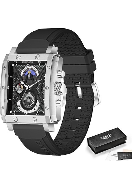 Siyah Lıge Tarih Saatler Erkek Lüks Marka Büyük Kadranlı Saat Erkekler Su Geçirmez Kuvars Kol Saati Spor Chronograph Saat Relogio Masculino (Yurt Dışından)