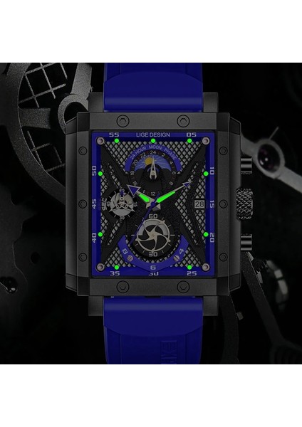 Siyah Lıge Tarih Saatler Erkek Lüks Marka Büyük Kadranlı Saat Erkekler Su Geçirmez Kuvars Kol Saati Spor Chronograph Saat Relogio Masculino (Yurt Dışından)