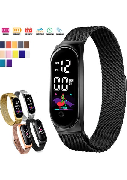 Rose GOLD106 2022 Altın Kadın Saatleri Spor Dokunmatik LED Dijital Elektronik Bilek Izle Erkekler Öğrenci Kız El Yüzük Manyetik Bilezik Izle (Yurt Dışından) fiyatları