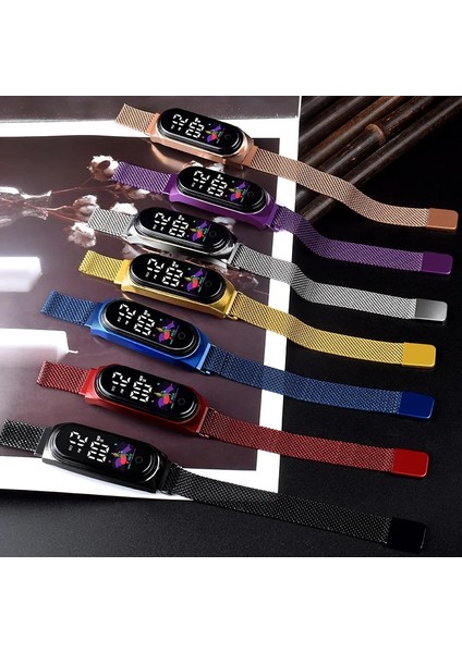 Rose GOLD106 2022 Altın Kadın Saatleri Spor Dokunmatik LED Dijital Elektronik Bilek Izle Erkekler Öğrenci Kız El Yüzük Manyetik Bilezik Izle (Yurt Dışından) modelleri