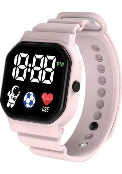 Pembe Dijital Saat Elektronik Akıllı Saat Erkekler Için Çocuk Su Geçirmez Kare Kadran LED Spaceman Spor Erkek Kadın Dijital Kol Saati (Yurt Dışından)