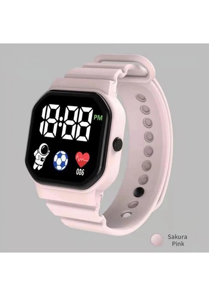 Pembe Dijital Saat Elektronik Akıllı Saat Erkekler Için Çocuk Su Geçirmez Kare Kadran LED Spaceman Spor Erkek Kadın Dijital Kol Saati (Yurt Dışından)