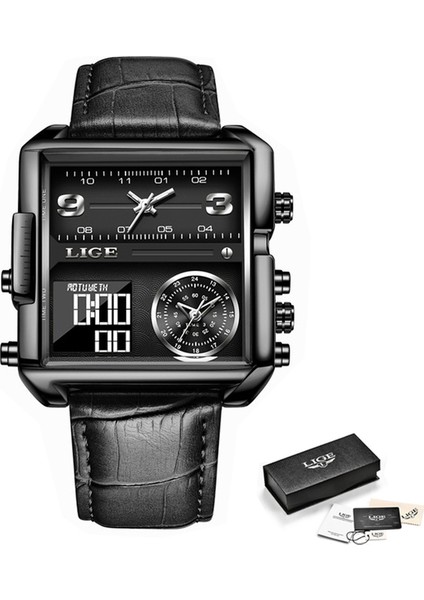 Tüm Siyah Lıge Üst Marka Lüks Erkekler Dijital Saat Askeri Spor Su Geçirmez Kuvars Kol Saati Erkekler Için Moda Çift Ekran Izle Erkekler (Yurt Dışından)