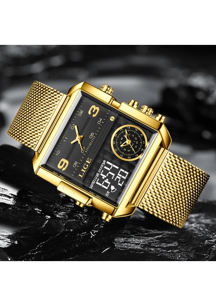 Tüm Siyah Lıge Üst Marka Lüks Erkekler Dijital Saat Askeri Spor Su Geçirmez Kuvars Kol Saati Erkekler Için Moda Çift Ekran Izle Erkekler (Yurt Dışından) modelleri