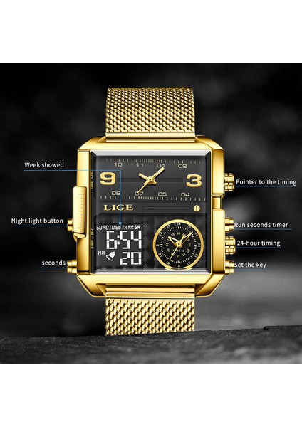 Tüm Siyah Lıge Üst Marka Lüks Erkekler Dijital Saat Askeri Spor Su Geçirmez Kuvars Kol Saati Erkekler Için Moda Çift Ekran Izle Erkekler (Yurt Dışından) fırsatları