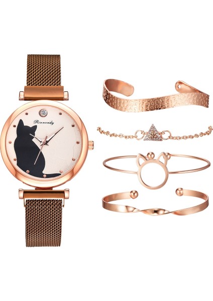 Siyah Saat Dropshipping Bilezik Saat Seti Lüks Mıknatıs Toka Kedi Kadın Saatler Bayanlar Kuvars Kol Saati Kadın Saat Hediye Reloj Mujer (Yurt Dışından) modelleri