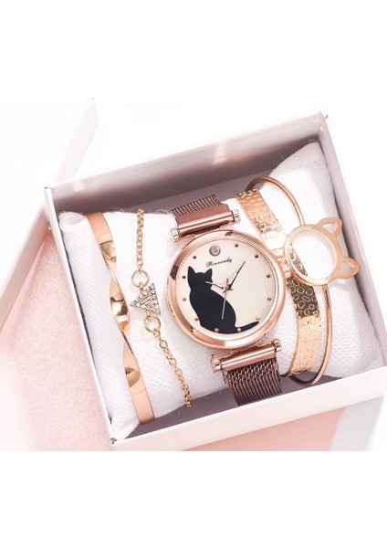 Siyah Saat Dropshipping Bilezik Saat Seti Lüks Mıknatıs Toka Kedi Kadın Saatler Bayanlar Kuvars Kol Saati Kadın Saat Hediye Reloj Mujer (Yurt Dışından) fırsatları