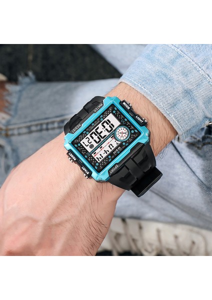 D Synoke Erkek Saati 50 M Su Geçirmez Kare Sağlam Dijital Saat Erkekler Siyah Reçine Kayış Izle Büyük Kadran Saatler Relogio Masculino (Yurt Dışından)