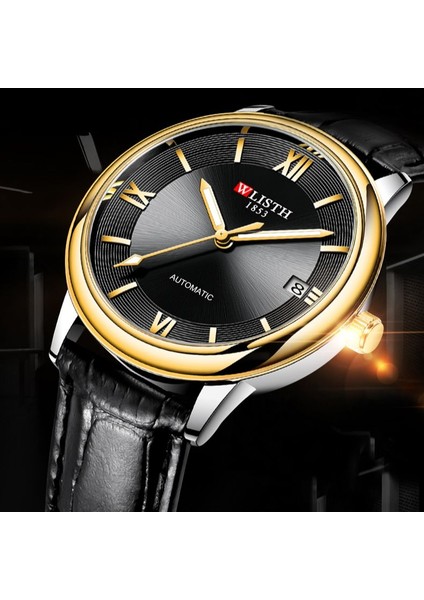 Siyah Altın Wlısth Basit Erkek Otomatik Mekanik Saat Su Geçirmez Trend Erkek Iş Erkek Kol Saatleri Relogio Masculino (Yurt Dışından) fiyatları