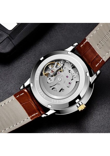 Siyah Altın Wlısth Basit Erkek Otomatik Mekanik Saat Su Geçirmez Trend Erkek Iş Erkek Kol Saatleri Relogio Masculino (Yurt Dışından) modelleri