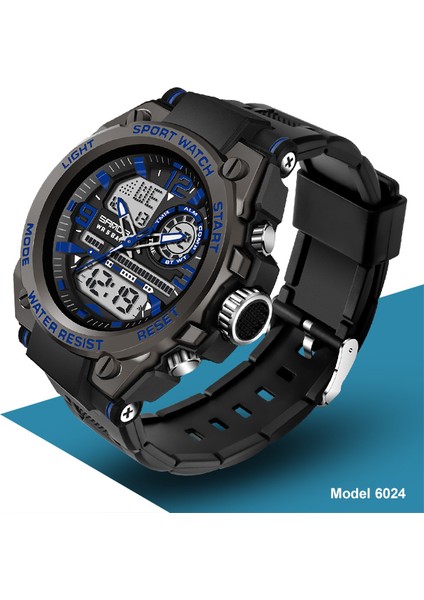 6024 Mavi Sanda Spor Erkek Saatleri Lüks Askeri Kuvars Elektronik Saatler Darbeye Dayanıklı Su Geçirmez Dijital Kol Saati Relogio Masculino (Yurt Dışından)