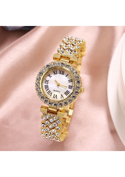 Altın Lüks Bilezik Saatler Kadınlar Kristal Elbise Kol Saatleri Saat Kadın Moda Rahat Kuvars Izle Reloj Mujer Relogio Feminino (Yurt Dışından)