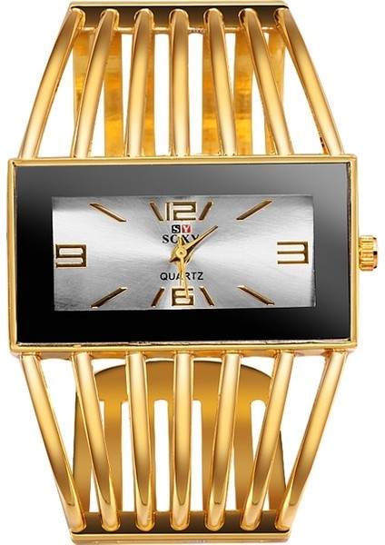 Altın 2 Yeni Moda Kadın Bilezik Saatler Lüks Altın Bayanlar Izle Paslanmaz Çelik Izle Kadın Kuvars Elbise Saatler Reloj Mujer Saat (Yurt Dışından)