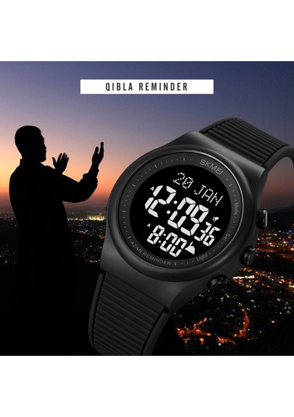 Renk 1 Skmeı Çok Fonksiyonlu Chrono Dijital Erkek Saatler Müslüman Ezan Namazı ile Kıble Pusulası Ezan Alarmı Hicri Islami Kol Saati (Yurt Dışından) modelleri