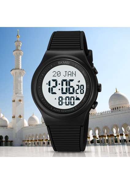 Renk 1 Skmeı Çok Fonksiyonlu Chrono Dijital Erkek Saatler Müslüman Ezan Namazı ile Kıble Pusulası Ezan Alarmı Hicri Islami Kol Saati (Yurt Dışından) indirimleri