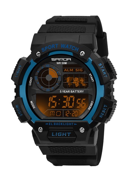Siyah-Mavi Sanda Erkekler Izle Timepiece Elektronik Pilot Kol Saati Spor Su Geçirmez Saat Kol Saati Sayaçlar Kol Saati Hediye Seti Adam Için (Yurt Dışından)