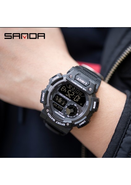 Siyah-Mavi Sanda Erkekler Izle Timepiece Elektronik Pilot Kol Saati Spor Su Geçirmez Saat Kol Saati Sayaçlar Kol Saati Hediye Seti Adam Için (Yurt Dışından)