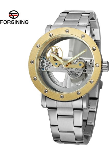 Gümüş Forsınıng Altın Mekanik Saat Dairesel Tırnak Terazisi Çelik Bant Izle Rahat Moda Içi Boş Yatay Erkek Mekanik Saat (Yurt Dışından) modelleri