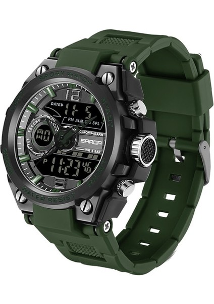Armygreen Yenı Sanda G Tarzı Erkekler Dijital Saat Askeri Spor Saatler Çift Ekran Su Geçirmez Elektronik Kol Saati Relogio Masculino 6092 (Yurt Dışından)