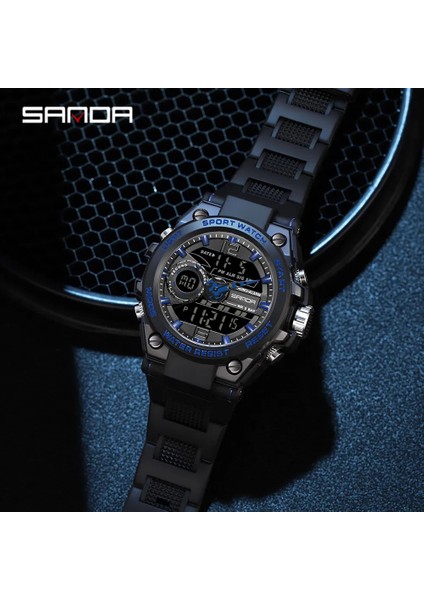 Armygreen Yenı Sanda G Tarzı Erkekler Dijital Saat Askeri Spor Saatler Çift Ekran Su Geçirmez Elektronik Kol Saati Relogio Masculino 6092 (Yurt Dışından)