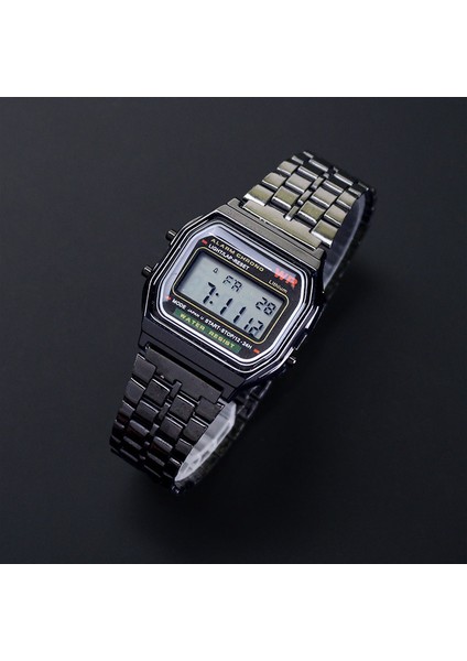 Derin Gri LED Metal Şok Spor Erkek Saatler Kadın Elektronik Dijital Ekran Retro Tarzı Saat Erkek Relogio Masculin Reloj Hombre Homme (Yurt Dışından)