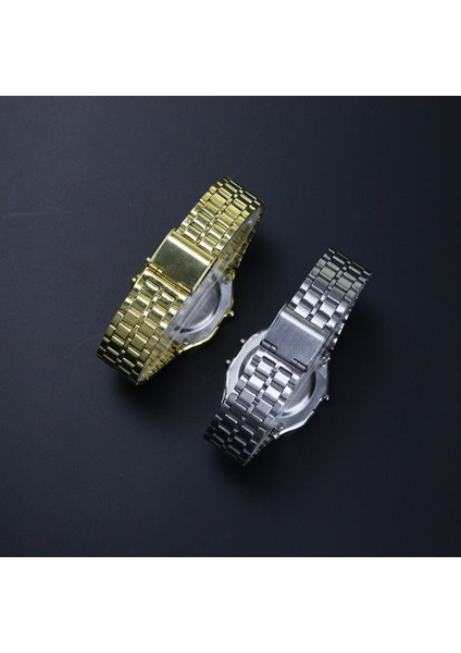 Derin Gri LED Metal Şok Spor Erkek Saatler Kadın Elektronik Dijital Ekran Retro Tarzı Saat Erkek Relogio Masculin Reloj Hombre Homme (Yurt Dışından) fırsatları