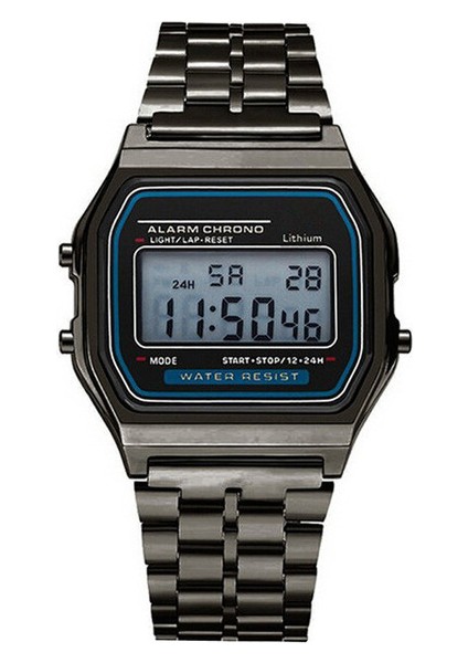 Siyah Kadın Erkek Unisex Izle Altın Gümüş Siyah Vintage LED Dijital Spor Askeri Kol Saatleri Elektronik Dijital Mevcut Hediye Erkek (Yurt Dışından)