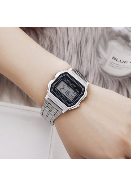 Siyah Kadın Erkek Unisex Izle Altın Gümüş Siyah Vintage LED Dijital Spor Askeri Kol Saatleri Elektronik Dijital Mevcut Hediye Erkek (Yurt Dışından)