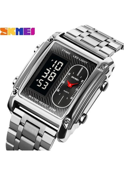 Altın Çelik Skmeı Üst Marka Erkek Izle Lüks 3 Zaman Spor Kuvars Saatler Chnorograph Tarih Elektronik Saat LED Işık Su Geçirmez (Yurt Dışından) fiyatları