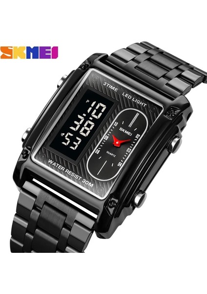 Altın Çelik Skmeı Üst Marka Erkek Izle Lüks 3 Zaman Spor Kuvars Saatler Chnorograph Tarih Elektronik Saat LED Işık Su Geçirmez (Yurt Dışından) modelleri